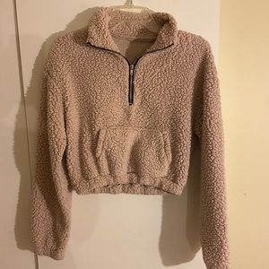 Half Zip Cropped Teddy Sweater